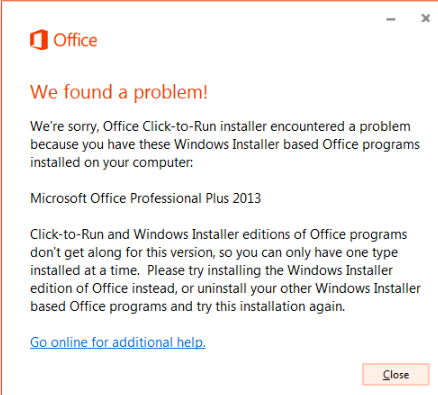how to disable click to run microsoft