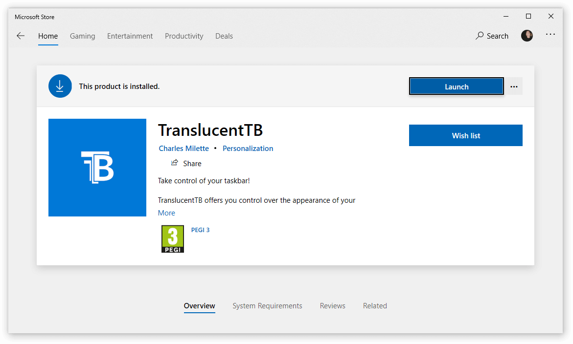 Make taskbar fully transparent