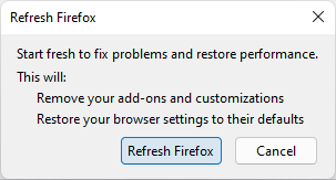 reset firefox