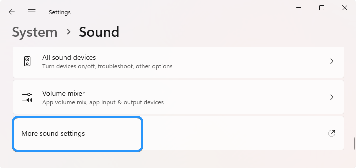 more sound settings