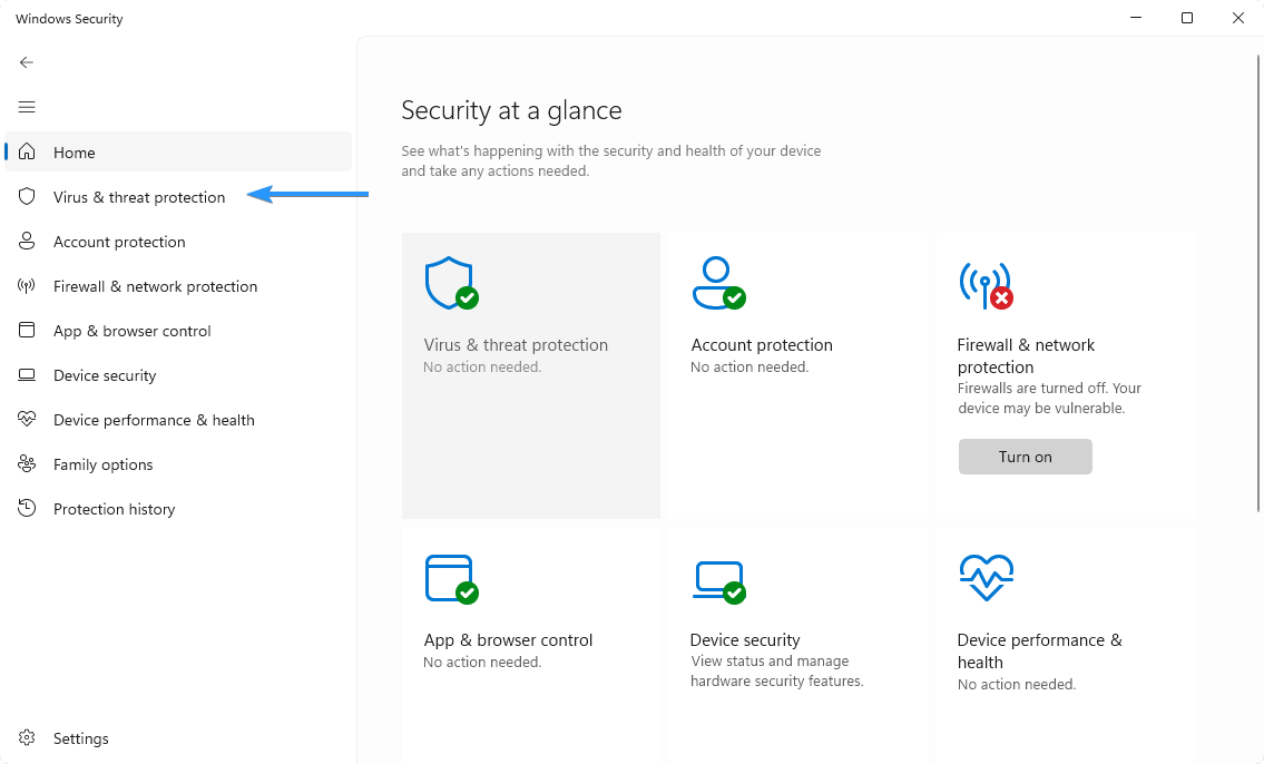 virus and threat protection