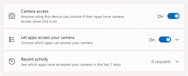 enable camera in privacy