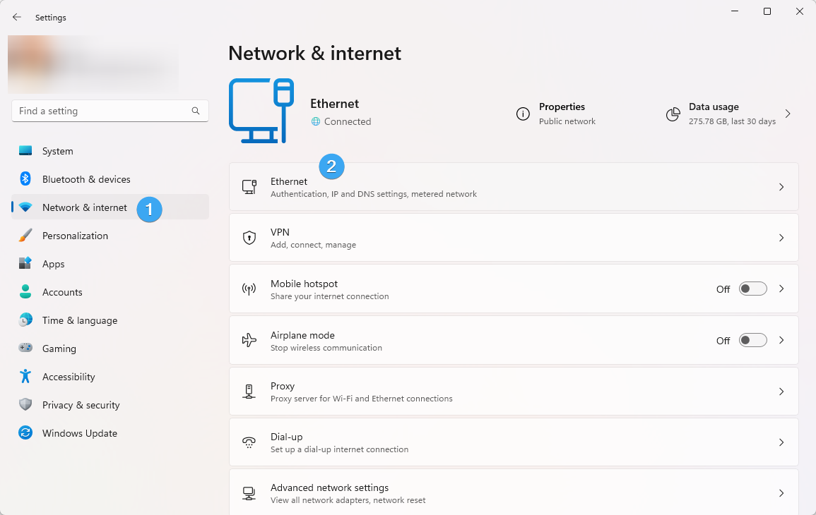 Accessing your network settings in Windows 11