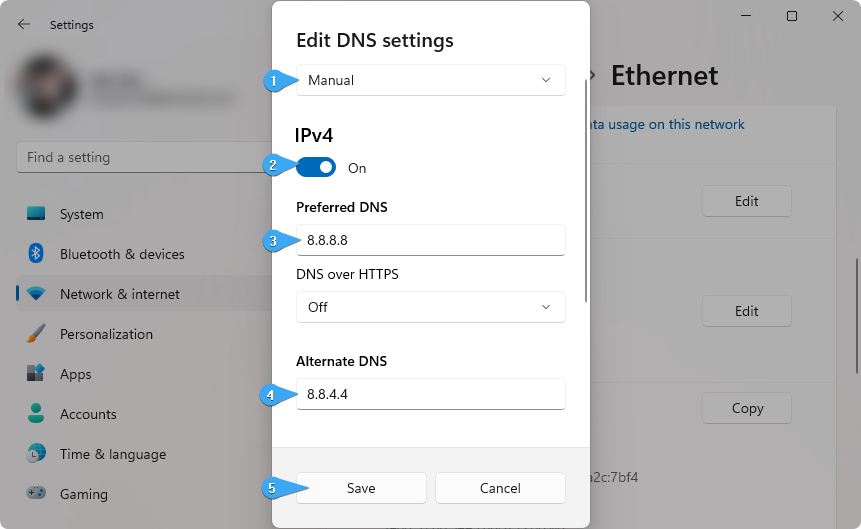 change ton serveur DNS