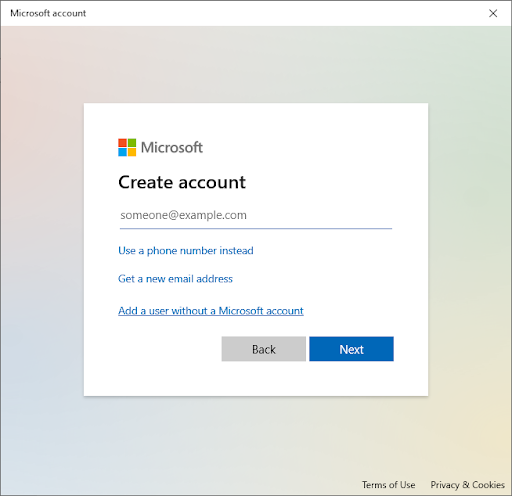 Add a Microsoft account