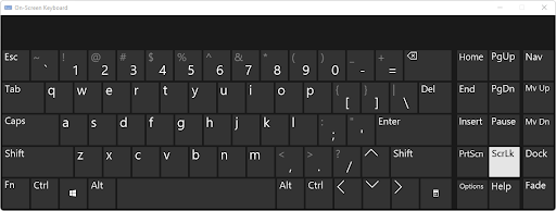 бутона за заключване на превъртане на Windows на екранната клавиатура