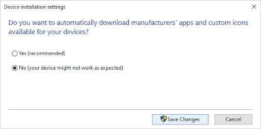 device installtion settings