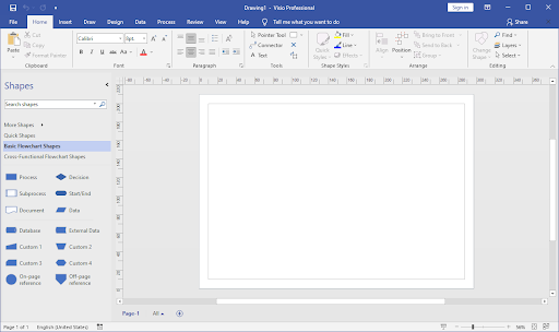 set up the visio sheet