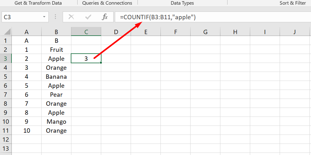 Range and Criteria in Excel's COUNTIF Function