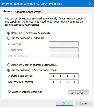 change your DNS manually