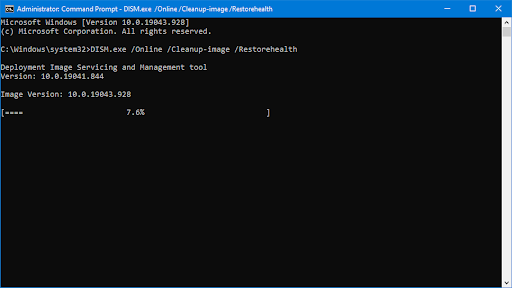 DISM.exe /Online /Cleanup-image /Restorehealth