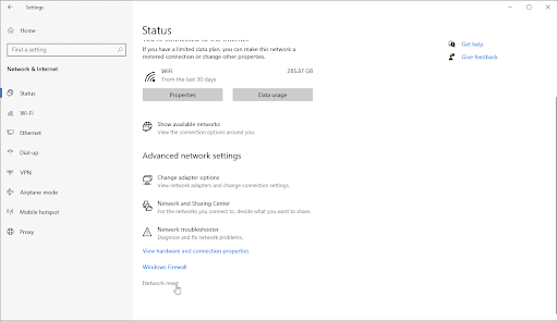 Windows network settings