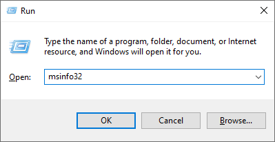 windows dialog box > msinfo32