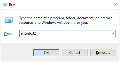 диалогов прозорец на Windows > msinfo32