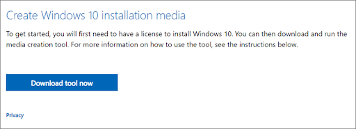 Create Windows 10 installation media