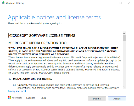 Приложими бележки и лицензионни условия на Microsoft