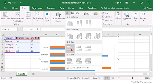 create a bar graph in excel