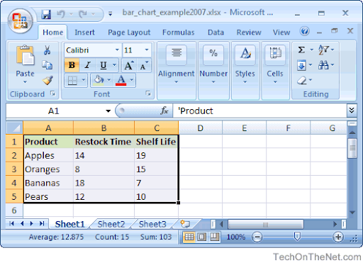 create a bar graph in excel