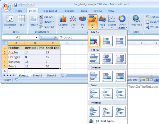 create a bar graph in excel