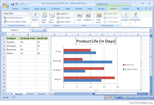 create a bar graph in excel