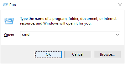 Windows стартира > cmd