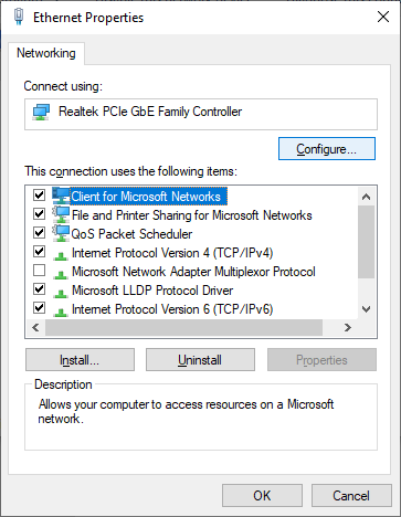 ethernet properties