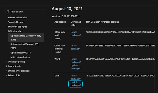 update package