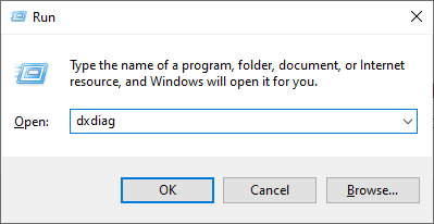 launch directx diagonistic tool using run dialog box