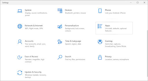 Windows 10 settings