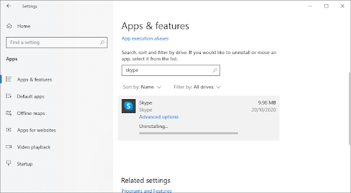 Uninstall skype