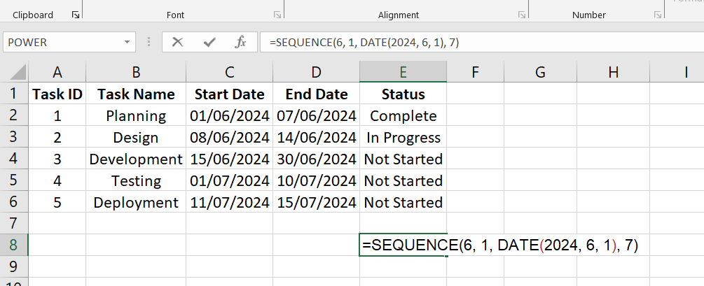 Dynamic Array Formulas - SEQUENCES