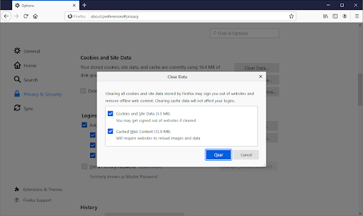 ciokies and site data