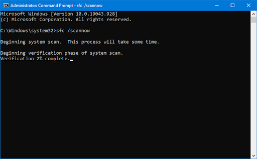 Command Prompt > sfc /scannow