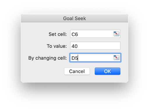 Use goal seek in excel