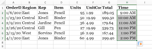 Use auto fill in excel