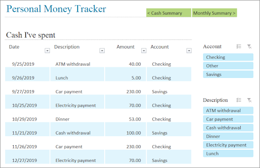 personal money tracker