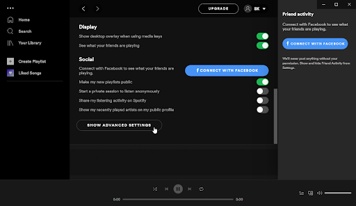 spotify advanced settings