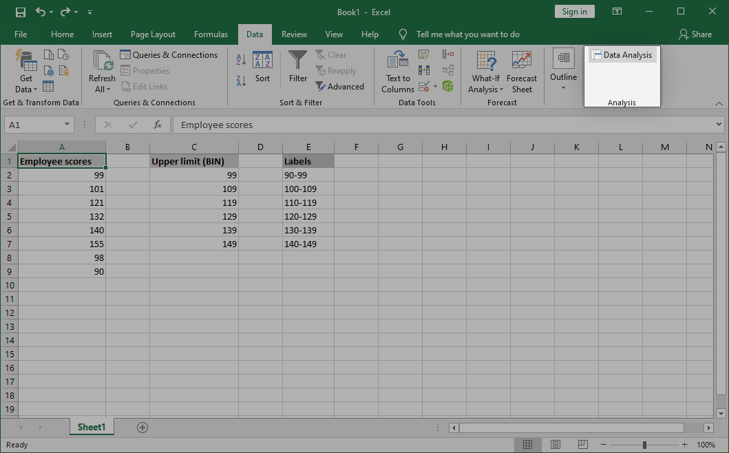 create frequency distribution table in excel