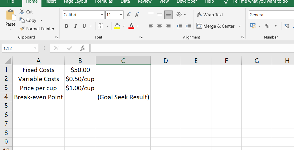 Organize the source data in a table