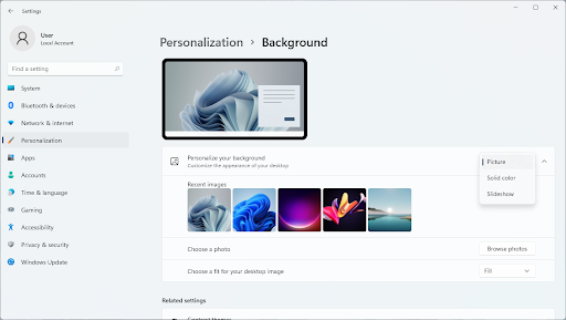 personalize your desktop