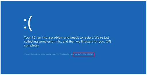 как да коригирате лоша грешка в пула на Windows 10