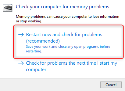 Windows Memory Diagnostic Tool