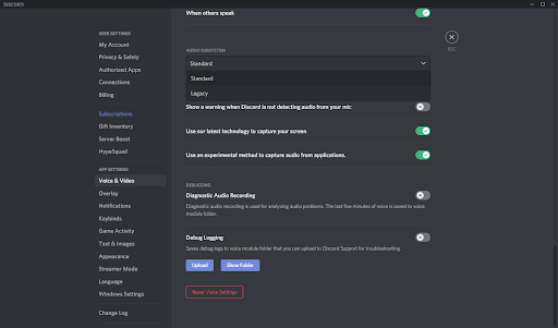 Discord Voice and Video settings