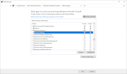 change remote desktop settings