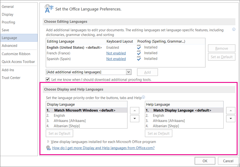 How to install language accessories pack for office 2013