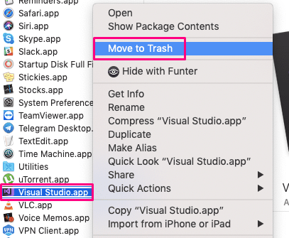 How to uninstall Visual Studio on Mac