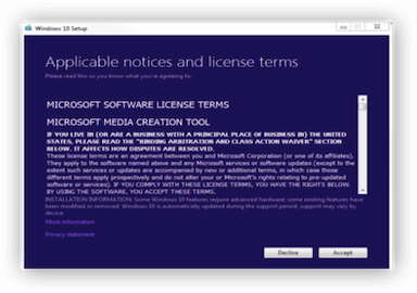 Windows 10 license terms