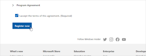 Приемане на споразуменията за това да станете Windows Insider
