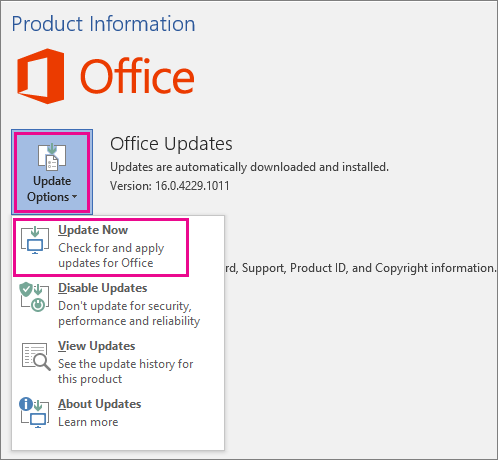 Installing Office 2016 updates