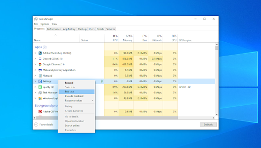 Task Manager details